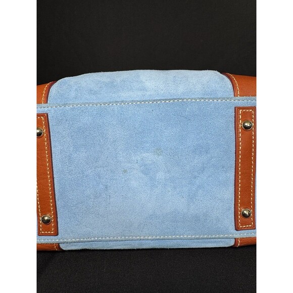 Dooney & Bourke Sky Blue Suede Hobo Bag Logo Lock Key Fob Coin Purse - Picture 8 of 16